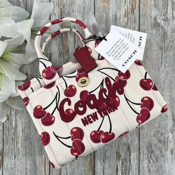 Coach Cargo Tote Bag 20 With Cherry Print Crossbody Bag Purse - Picture 1 of 9